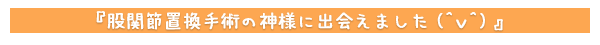 股関節置換手術の神様に出会えました(^v^)