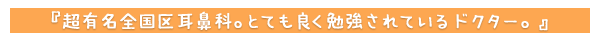 超有名全国区耳鼻科。とても良く勉強されているドクター。